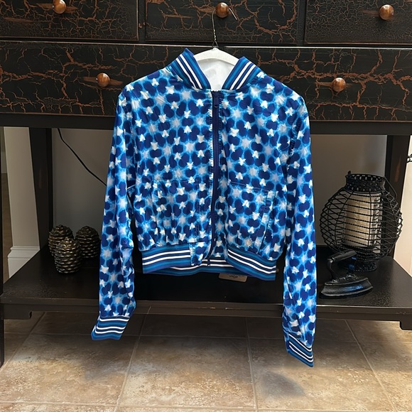 FREE PEOPLE MOVEMENT Top Seed Printed Tennis Activewear Jacket Blue Combo - Picture 7 of 16